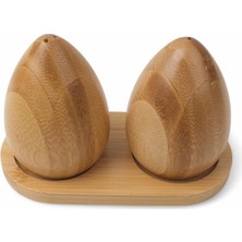 Doğal Yumurta Şeklinde Bambu Tuzluk ve Karabiberlik | Antibakteriyel, Sağlıklı ve Doğa Dostu Ahşap T