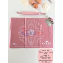 Feyza Design Büyük Boy Silikon Hamur Açma Matı ve Metal Hamur Kesme Aparatı