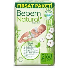 Bebem Natural Bebek Bezi Mini 2 Beden Fırsat Paketi 68 Adet