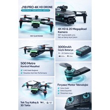 Msy Elektronik J18 Pro 4K Hd Drone 500M Menzil 20MP Kamera 3D Takla Yükseklik Sabitleme 3000MAH