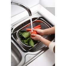 Feyza Design Ayarlanabilir Paslanmaz Çelik Lavabo Üstü Sebze Süzgeci