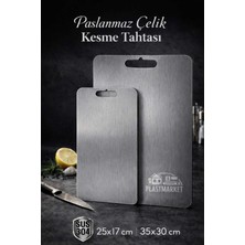 Feyza Design Paslanmaz Çelik Kesme Tahtası Seti, Hijyenik ve Dayanıklı, Orta ve Xl Boy
