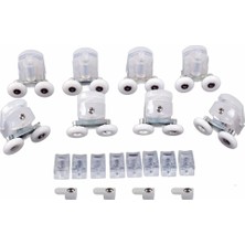 Duşakabin Tekerleği Çift Tekerli Şeffaf Plastik Alt Üst 8li Takım