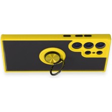 LTG Nova Galaxy S23 Kılıf Montreal Yüzüklü Silikon Kapak - Sarı