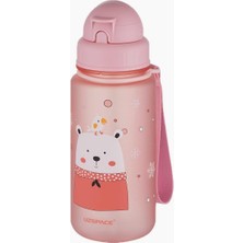 Uzspace Figürlü 400 ml Pipetli Çocuk Su Matarası Pembe Renkli Eğlenceli Tasarım