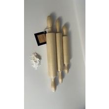 Feyza Design Ahşap Vernikli Sabit Merdane Seti 30-40-45 Cm, Pratik ve Dayanıklı