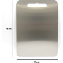 Feyza Design Paslanmaz Çelik Kesme Tahtası 28X45CM, Sağlıklı ve Dayanıklı Mutfak Gereci