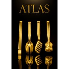 Feyza Design Parlak Altın Kaplama Servis Maşa Seti, Şık ve Zarif Sunumlar Için