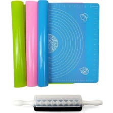 Feyza Design 2'li Silikon Hamur Açma Matı ve 9 Uçlu Mantı Kesme Seti