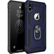 LTG Nova Iphone Xs Kılıf Sofya Yüzüklü Silikon Kapak - Lacivert