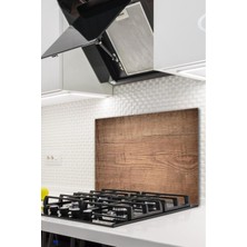 Feyza Design Şık 60X70 cm Ahşap Desenli Cam Ocak Koruyucu