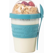 Renkli Take And Go Kaşıklı Hazneli Meyveli Yoğurt Kabı Piknik Iş Atıştırmalık Diyet Müsli Granola Sü