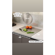 Feyza Design Paslanmaz Çelik 2'li Set Tezgah Koruyucu ve Kesme Tahtası, Dayanıklı ve Şık