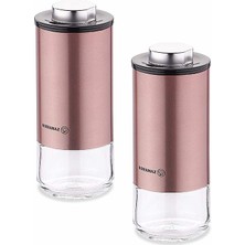 Korkmaz Stora Rosegold Tuzluk Biberlik Seti