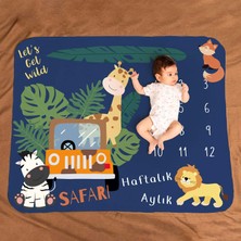 Safari Macerası Aylık | Haftalık Bebek Hediyesi Fotoğraf Çekim Battaniyesi