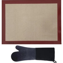 Feyza Design Yıkanabilir Yanmaz Silikon Pişirme Matı ve Fırın Eldiveni Seti