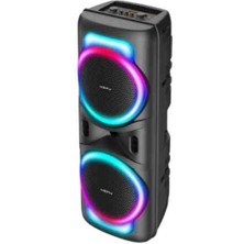 Hepu HP-118 Partybox Bluetooth Hoparlör – 2×8” Hoparlör, 15W Güç, Rgb Işık, Tws Destekli