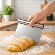 Lirazon Paslanmaz Çelik Hamur Kazıyıcı, Ergonomik Saplı, Çok Amaçlı Hamur Kesici ve Tezgah Temizleyi