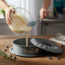 Granit Kaplama 3 Parça Kelepçeli Kek Kalıbı Seti 26 cm | Yanmaz, Yapışmaz, Çizilmez | Yuvarlak ve Gu