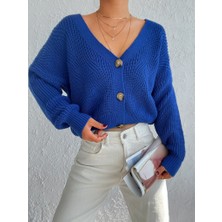 Nidam Butik Kadın Uzun Kollu Düğme Detay Triko Hırka