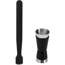 Feyza Design Siyah Mojito ve Jigger Tokmak, Bar ve Kokteyl Hazırlama Seti