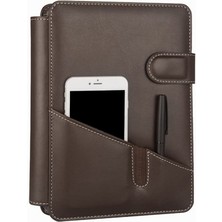 2k 5295 Ajanda Tarihsiz Kareli Suni Deri Telefon Kılıflı 4 Halka Mekanizmalı Hesap Makineli Organize