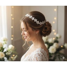 Yeşil Atölye Incili Taşlı Gelin Saç ve Türban Aksesuarı ( Düğün Nişan Kına Söz Lohusa)