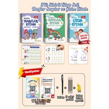 Harfleri | Sayıları ve Çizmeyi Öğreten Oluklu (Kabartmalı) 3’lü Kitap Seti | Sihirli Yazı Defterleri | Çocuk Aktive Eğitici Kitap