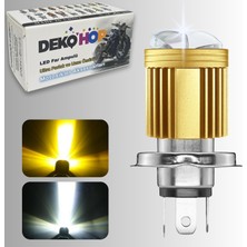 Dekohop H4 Mercekli LED Ampul Delici 12-24V Beyaz  Amber Sarı Far Lambası Metal Gövde 1 Adet 15W 1500LM