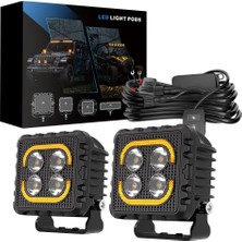 Dekohop Off Road 3 Inç LED Aydınlatma Kaput Üstü LED Tampon Gündüz LED ve Sis Farı Projektör Lambası Seti