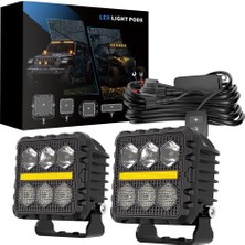 Dekohop Off Road Tampon ve Kaput Üstü LED 3 Inç Gündüz LED Sis Farı Çalışma Lambası Kablo Set Takım  Lamba