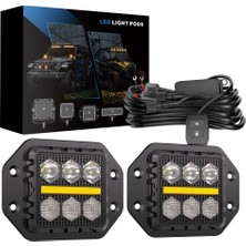 Dekohop Off Road Araçlar Için 3 Inç Tampon Gömme Çalışma Lambası Gündüz Ledli Sis ve Ikaz Lambası