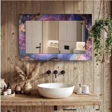 Glitglass Soyut Fraktal Sanat Desenli Dikdörtgen Duvar Aynası - Dekoratif Yatay Cam Ayna