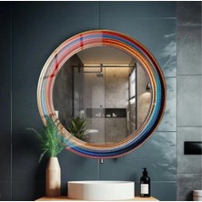 Glitglass Renkli Modern Dekoratif Yuvarlak Duvar Aynası