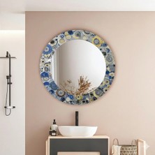 Glitglass Sanatsal Tasarım Yuvarlak Aynalı Cam Tablo - Antre ve Banyo Duvar Dekoru
