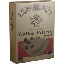 Coffee Time Sertifikalı Filtre Kahve Kağıdı Coffee Filters 1/2 2 Numara 40'lı Paket