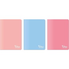 Colors A4 80 Yaprak Çizgili Defter 3'lü Paket, Somon, Pembe, Mavi