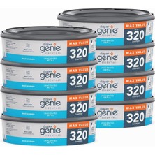 Diaper Genie Yuvarlak Yedek 8'li Paket | 2560'A Kadar Yenidoğan Bezi Tutar | Kokusuz Sürekli Film Iç