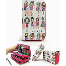 Limmy Kalem Model Kızlar Moda Fashion Kawai Organizer Kalemkutu Vegan Deri Üç Bölmeli Kalemlik