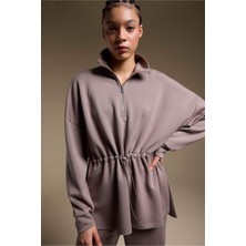 DeFacto Ultra Yumuşak Long Fit Dik Yaka Modal Sporcu Sweatshirt F9065AX26SP