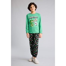 DeFacto %100 Pamuk Regular Fit Elastik Bel Desenli 2'li Bej Pijama Takımı Erkek Çocuk G9975A826SP