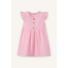 DeFacto %100 Pamuk Flamlı Poplin Elbise Kız Bebek Z7402A226SM
