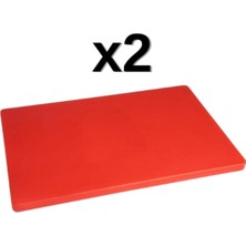 Feyza Design Iki Adet 40X30X2 cm Kırmızı Polietilen Kesme Levhası Seti