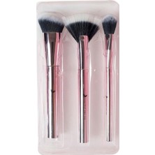 Özgürce Parlak Metalik Makyaj Fırça Seti, 3'lü, Profesyonel ve Şık Tasarım