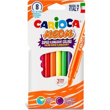 Carioca Fosforlu Yıkanabilir Keçeli Boya Kalemi 8'li Neon Renkli Hızlı Kuruyan ve Yıkanabilir