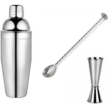 Feyza Design Metal Shaker ve Bar Seti, 350 ml + Jigger + Tokmaklı Kaşığı, Kokteyl Hazırlama