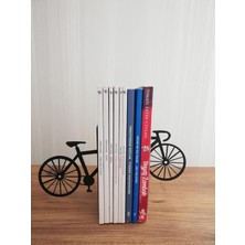Dekoratif Bisiklet Desenli Metal Kitap Tutucu 2'li Paket
