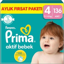 Aktif Bebek, Bebek Bezi 4 Numara, 136 Adet Aylık Fırsat Paketi