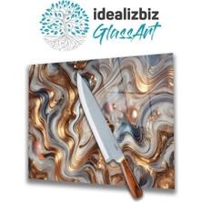 Feyza Design Sarı Incili Soyut Cam Kesme ve Sunum Tablası, Şık ve Fonksiyonel Tasarım