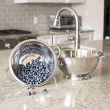 Feyza Design Paslanmaz Çelik Makarna Süzgeci 24 Cm, Dayanıklı ve Pratik Kullanım